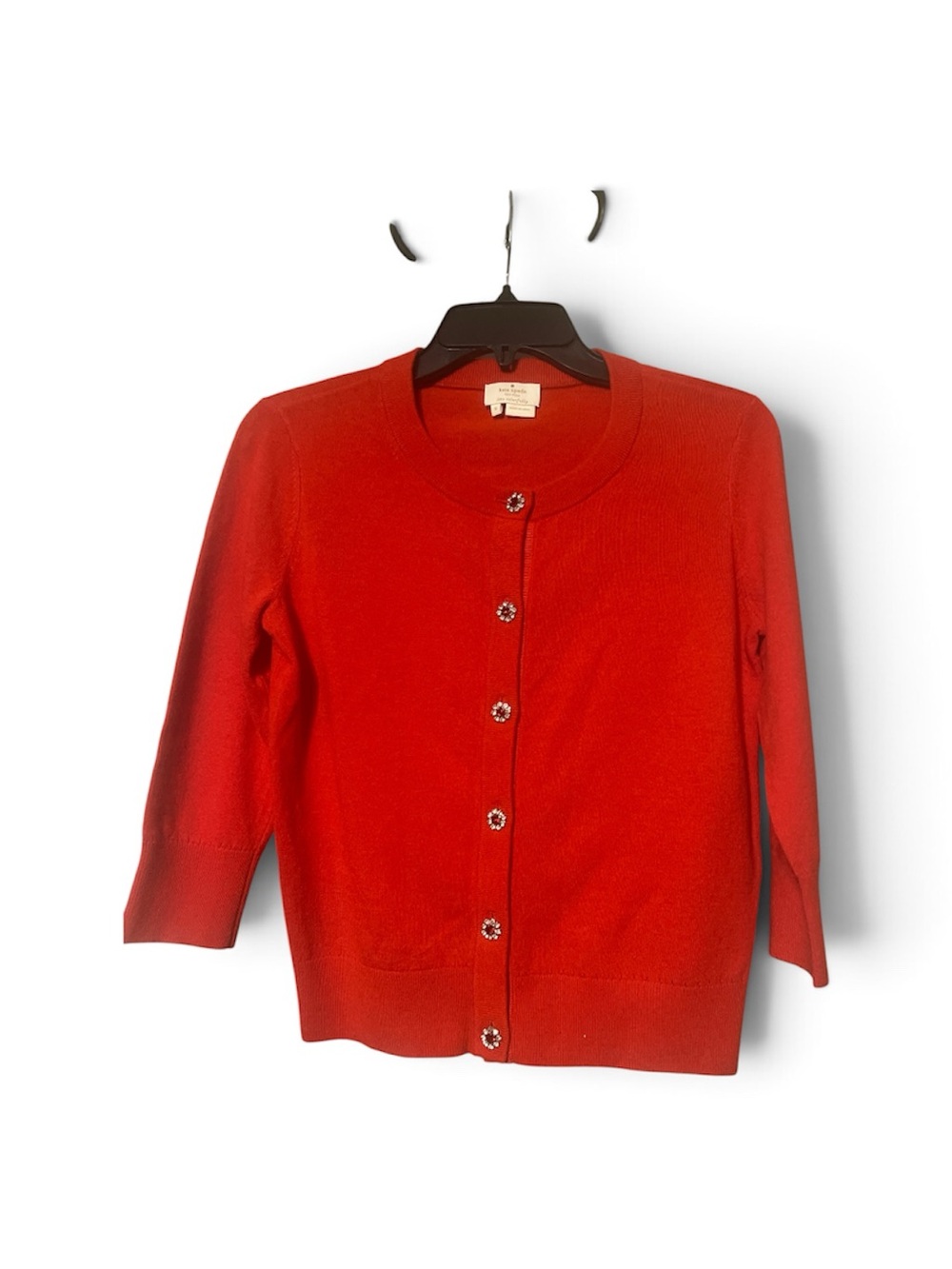 kate spade Red Button-Front Crewneck Cardigan